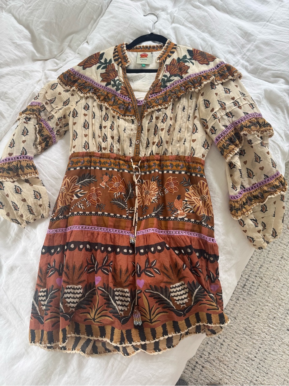 Farm Rio Ainika Ruffled Mini Dress Size Small - Picture 5 of 5